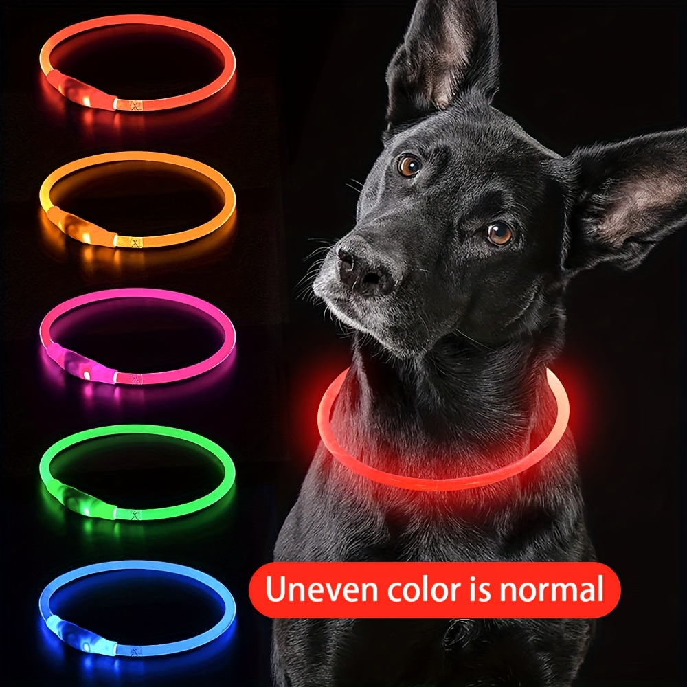 Pet LED Light Luminous Anti-Lost USB Rechargeable Dog Necklace Collar Free shipping