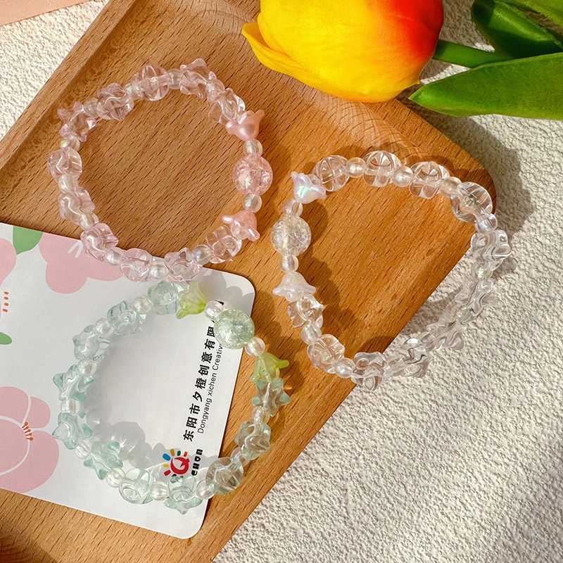 Ins Handmade Beaded Bracelet Cute Soft Cute Female Student Bracelet Transparent Colored Pentagonal Handmade Jewelry W240913