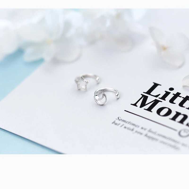 MloveAcc New Arrivals Fashion 925 Sterling Silver Earcuff Ear Star Moon Minimalist delicate Clip Earrings for Women JewelryX240913