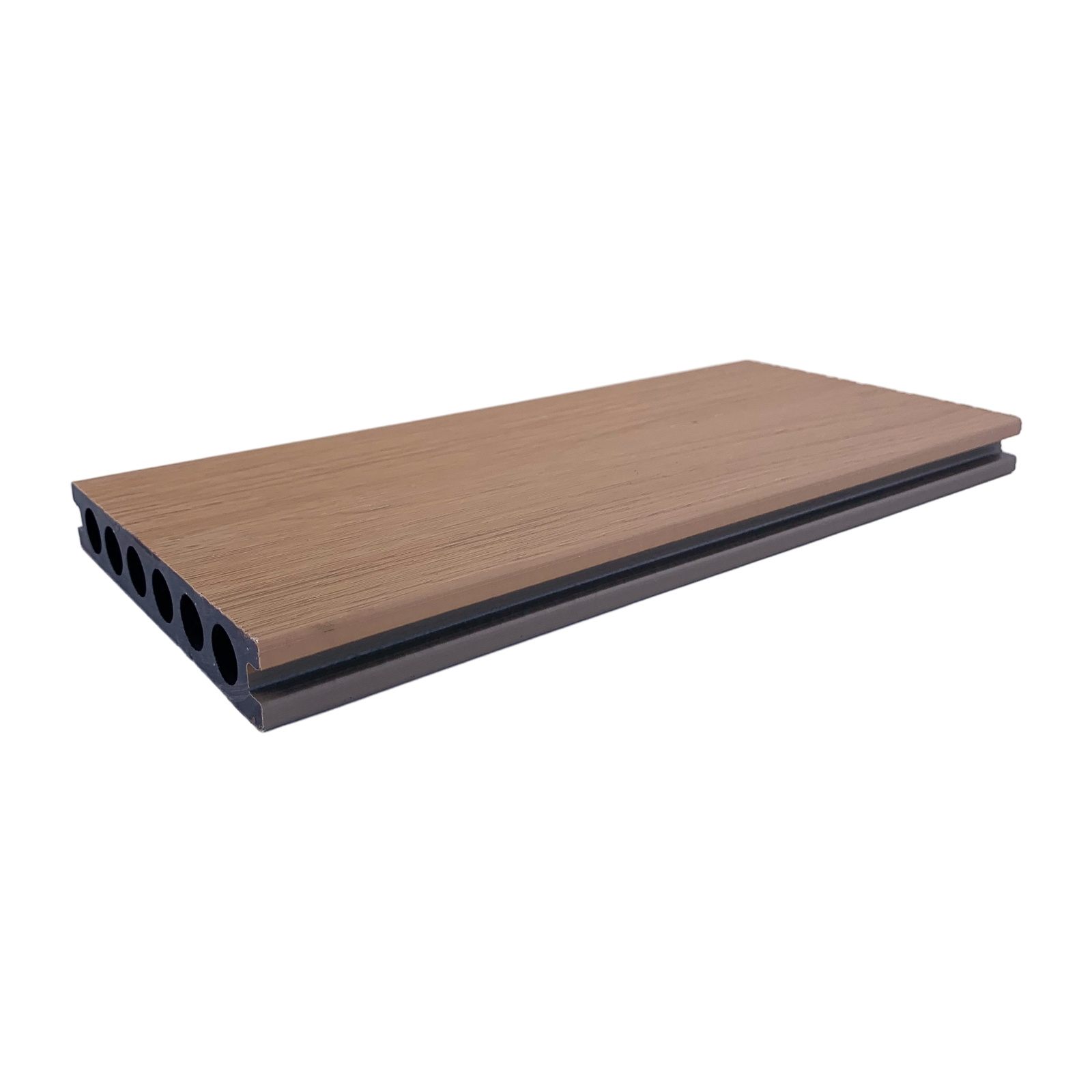 Durable Outdoors Co-Extruded Wood Grain Planks with Round Holes - Water Resistant Floor Tiles