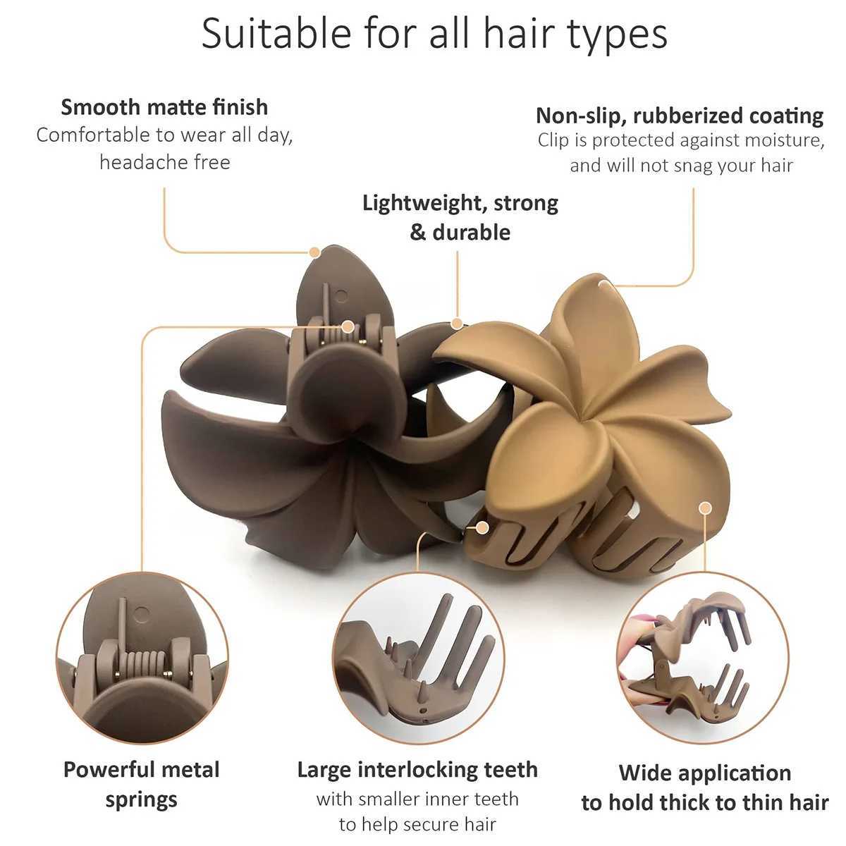 Large Flower Claw Clips For Women Fashion Hair Claw Hair Clamps Girls Matte Hairpins Sweet Headwear Barrette Hair AccessoriesX2409