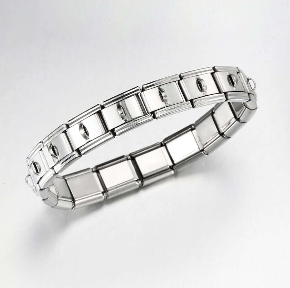 Hook Functional Italian Module Bracelet Square Elastic Splicing Titanium Steel Strap Italian Charm Links Stainless Steel Fit 9mm Bracelet Making DIY J