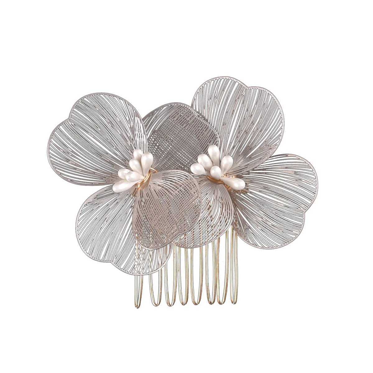 Fashion Bride Wedding Hair Combs Alloy Flower Women Hairpin Clips Birthday Party Headpiece Bridesmaid Hairwear JewelryX240913
