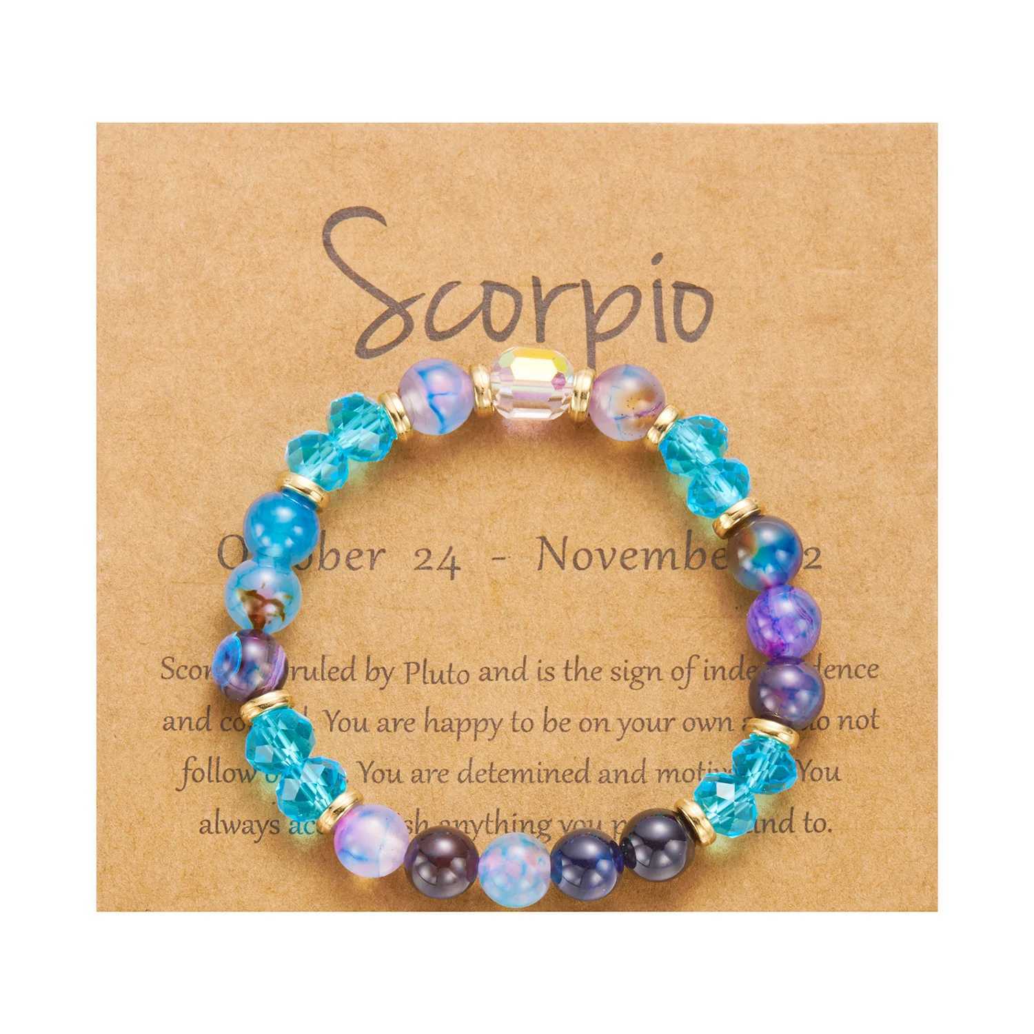 12 Zodiac Signs Beaded Bracelet Women Cancer Virgo Leo Colored Crystal Natural Stone Handmade Bracelet Jewelry W240913