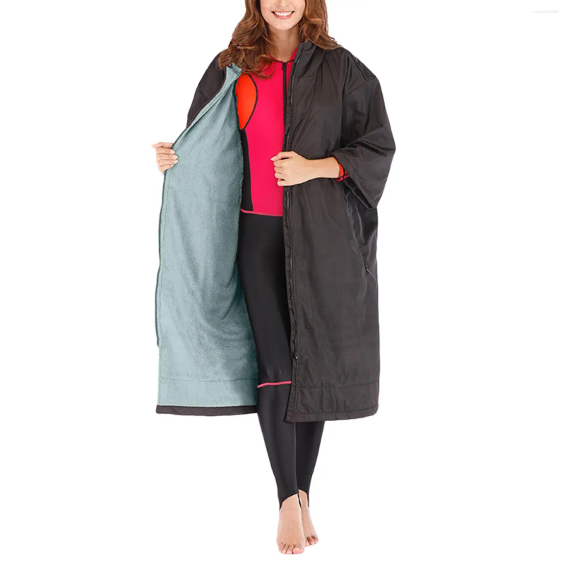 Waterproof Surf Changing Robe | Fleece Ed Warm Dry Oversized Poncho For Swimming, Surfing, Beach