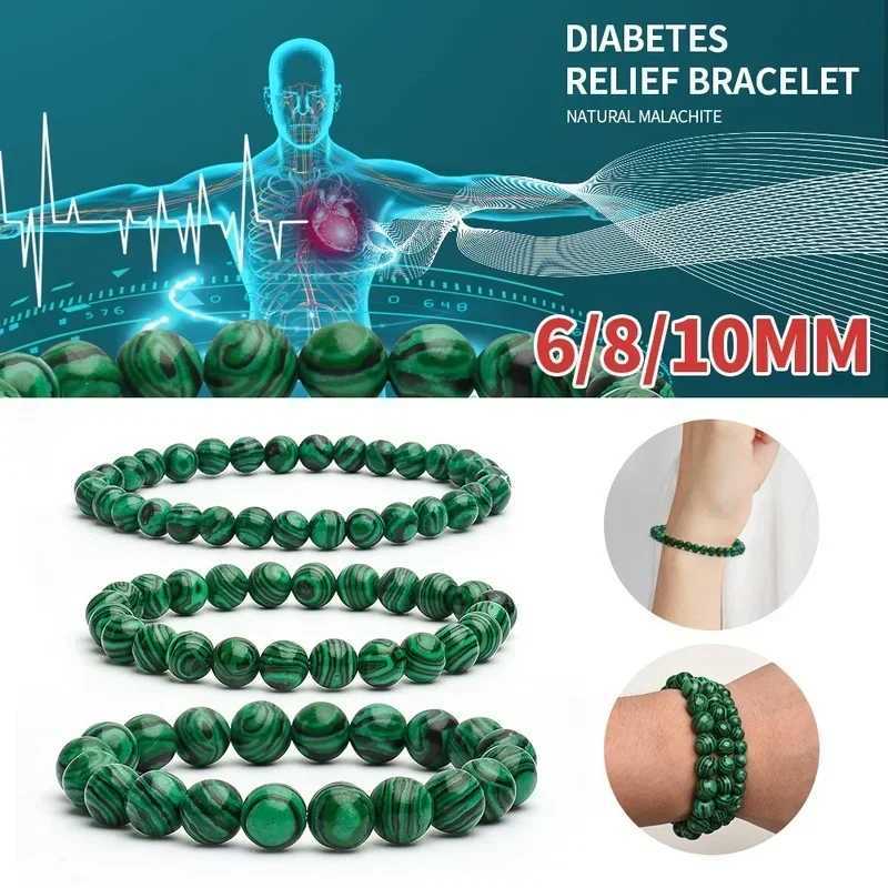 6/8/10mm natural malachite bracelet womens natural stone bead bracelet round diabetes relief bracelet treatment jewelry W240913