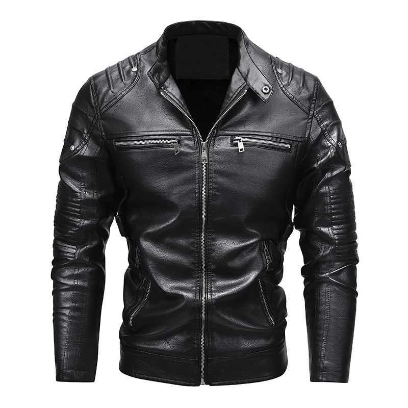 Mens Bomber Leather Jacket Outdoor Windproof and Waterproof Multi Pocket Tactical Motorcycle Lapel Top Casual Mens PU CoatX240913