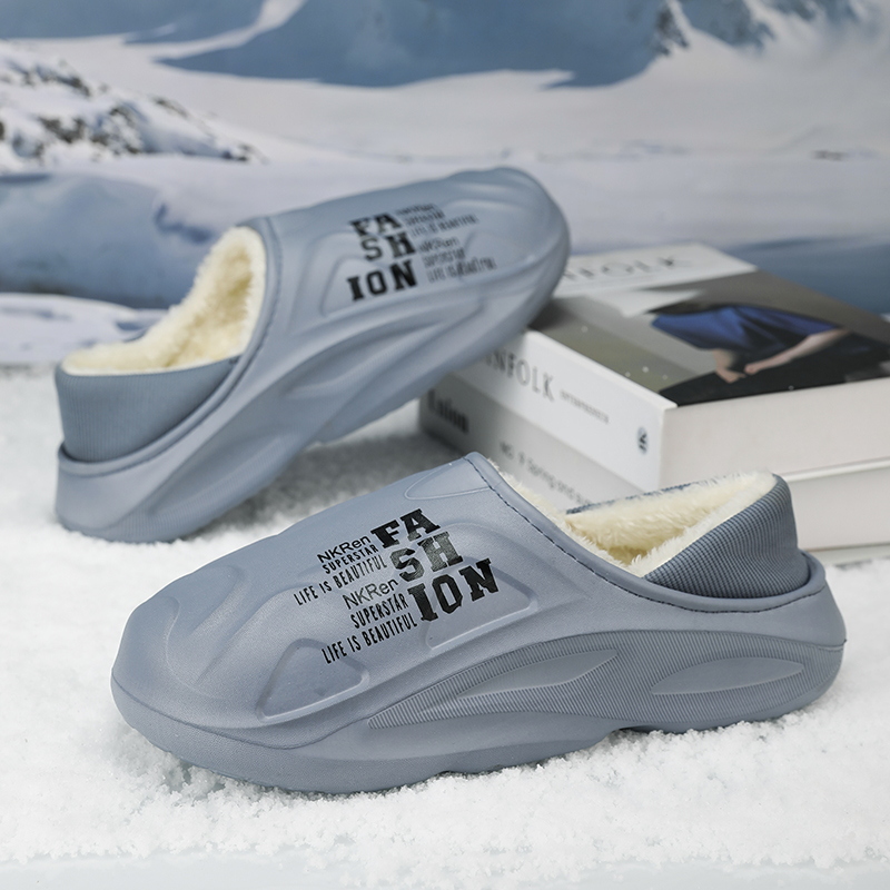 Winter Men Women Warm Slippers Plush Cotton Slippers Outdoor Indoor Home Non-Slip Shoes Men's Bedroom Warm Shoes Big Size 46 47