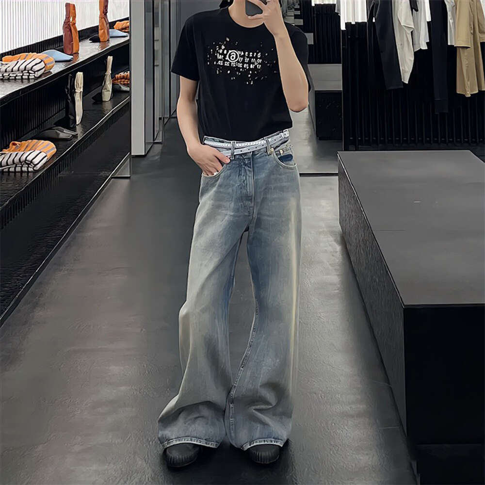 Hip Hop New Branch Pattern Washed Jeans Unisex Straight Baggy Y2K Denim Trousers Vintage Blue Loose Casual Cargo Pants Oversized