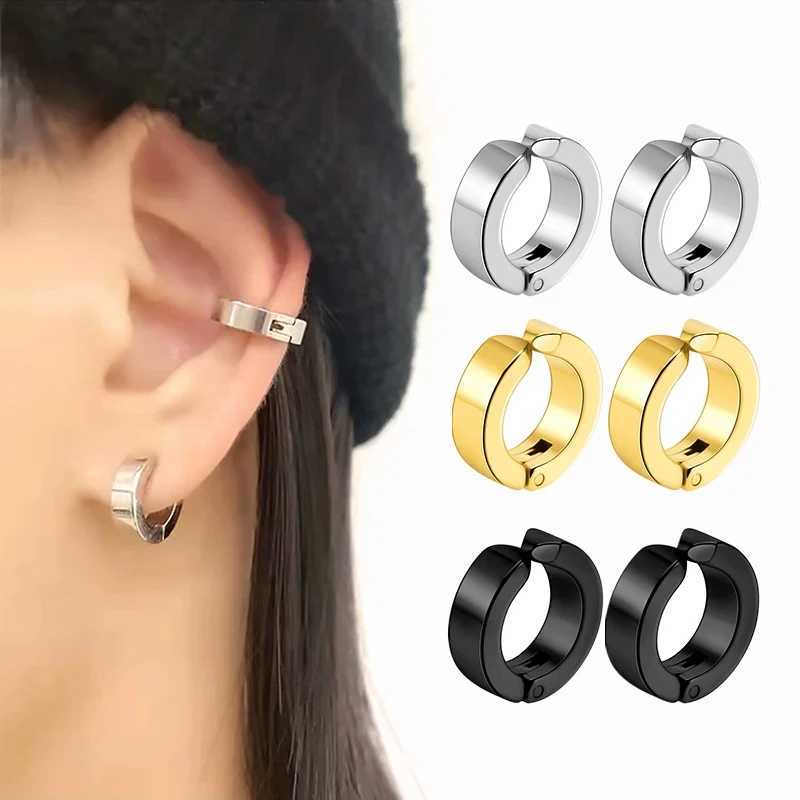 1/3 Pair Classic Korean Punk Stainless Steel Ear Clip Earrings for Men Women Black No Pierced Fake Ear Circle New Pop JewelryX240913