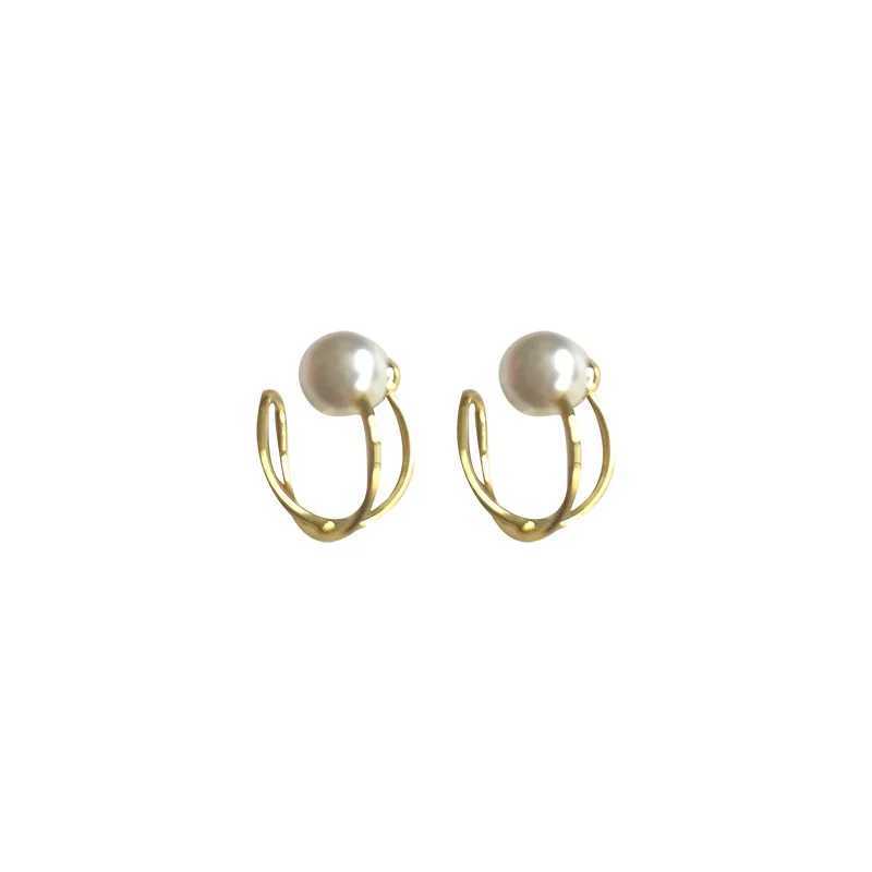 Hollow Cross Clip Earrings for Women Imitation Pearl Ball Ear Cuff without Piercings Tiny Gold Color Ear Clips On orecchiniX240913