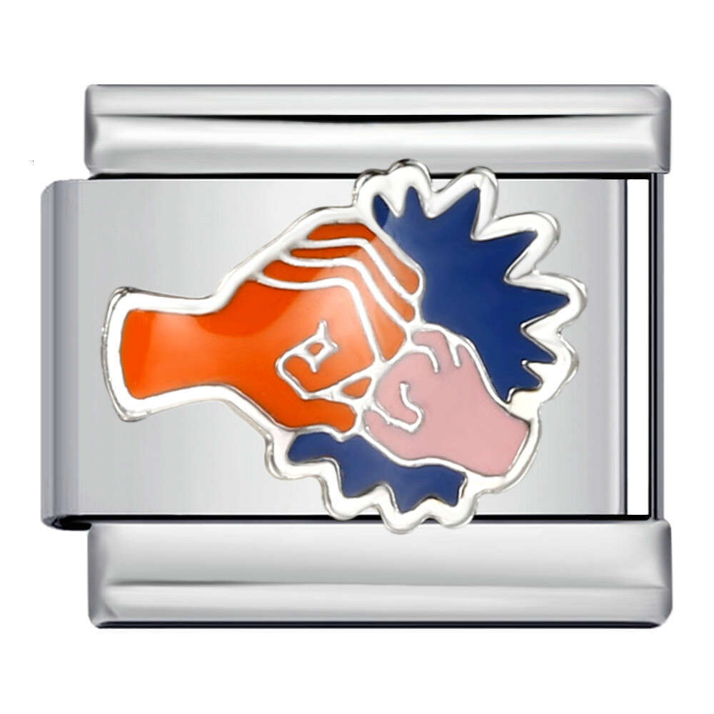 Ball Sports Pattern Italian Modular Titanium Steel Welded Enamel Bracelet Italian Charm Links Stainless Steel Fit 9mm Bracelet Jewelry DIY Making Gift