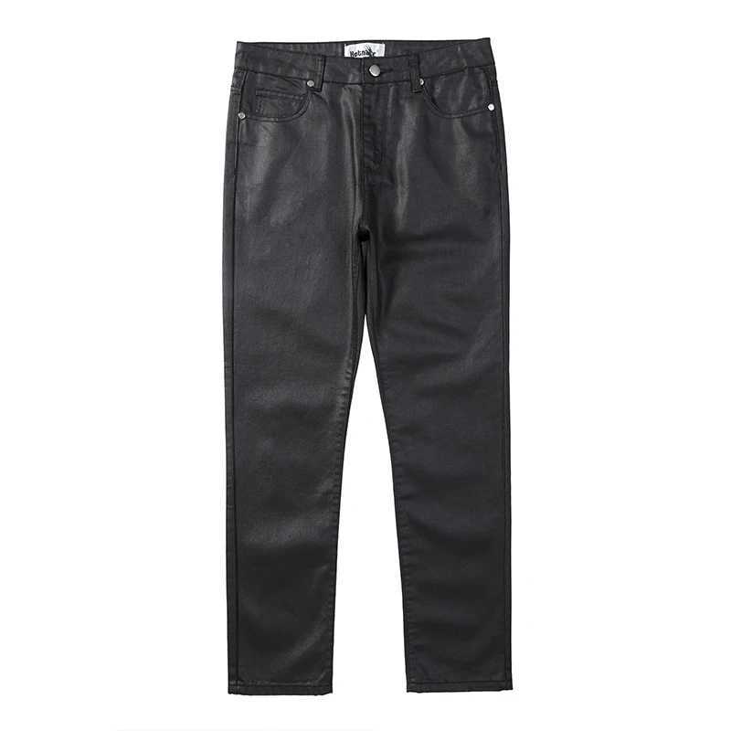 Harajuku Black Jeans Mens Vibe Waxed Casual Trousers Straight Pockets Oversized Pencil Pants Loose Hip Hop Mens Pants M240912