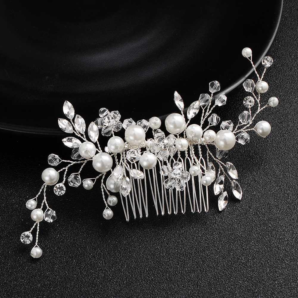 efily Popular New Pearl Hair Comb Handmade Beaded Crystal Headpiece Bridal Wedding Hair Accessories Headdresses For GirlFriendX240913