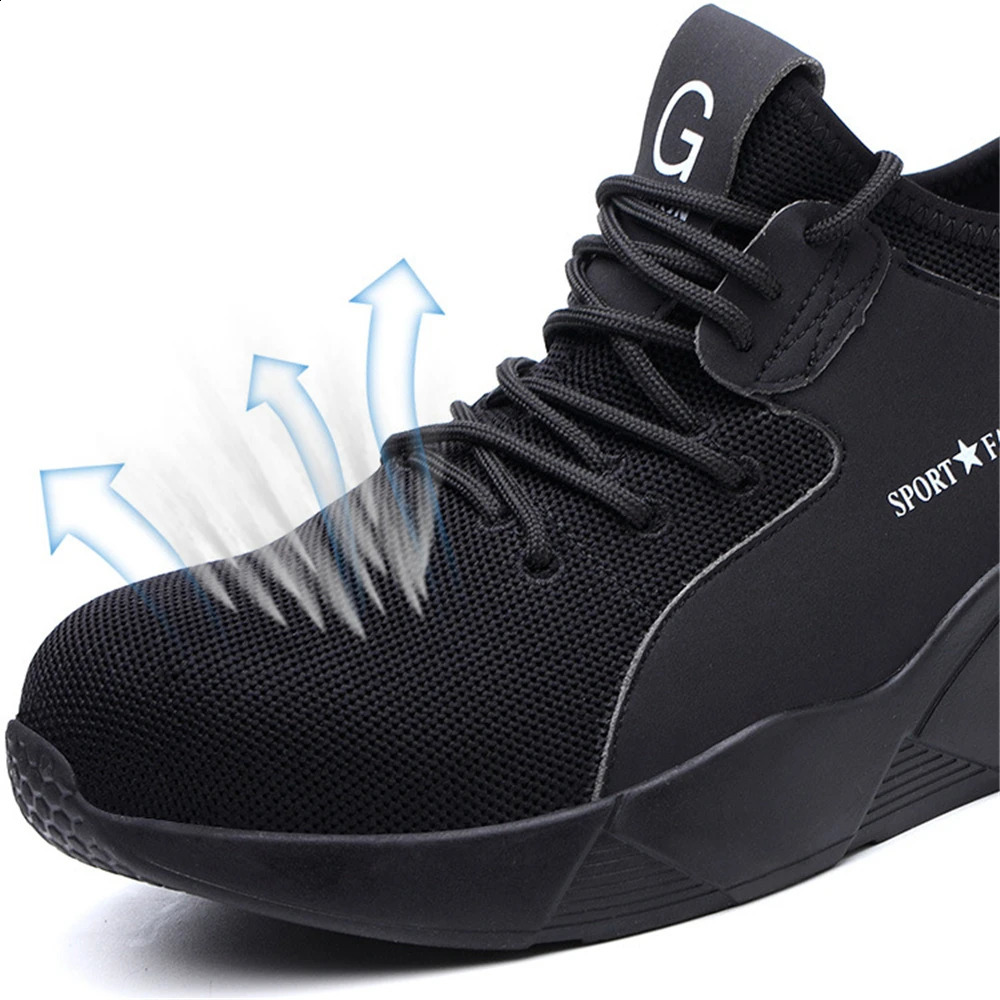 Mens Safety Men Sneakers Breathable Anti-smashing Lightweight Work Boots Indestructible Shoes With Steel Toe 240904