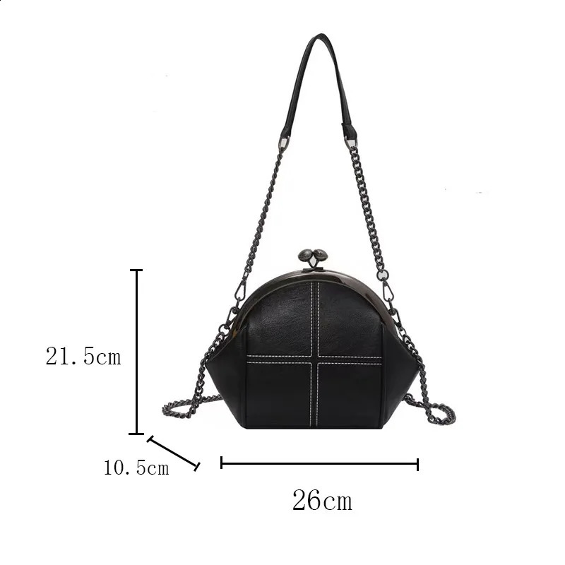 Retro Shell Cross Body Messenger Bag for Women Retro Mini PU Leather Womens Chain Shoulder Bag Handbag Wallet 240912