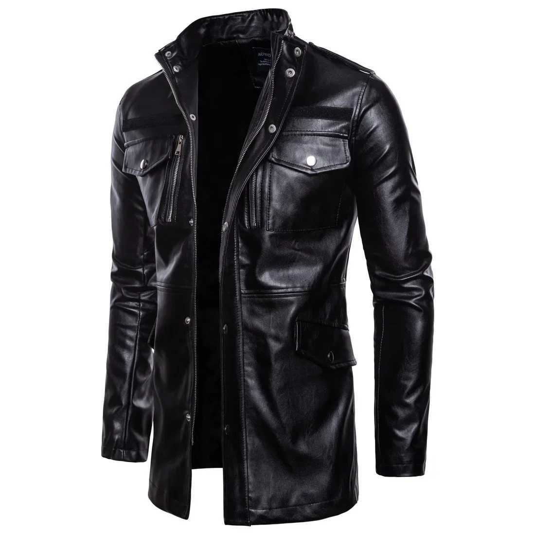New Mens Leather Jacket Plus Size Leather Jacket Locomotive Designer Coat Luxury Korean Fashion Street Wear Brand Medium LengthX240913