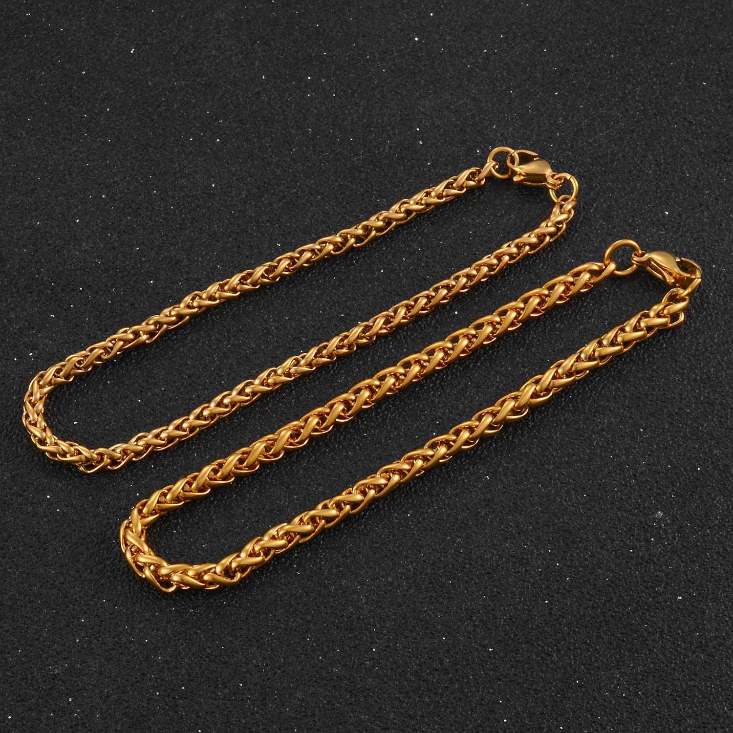 Waterproof Stainless Steel Wheat Chains Bracelet Gold Color High Quality Jewelry For Men And Women In Various ColorsX240913