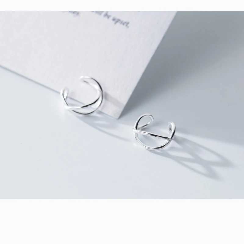 MloveAcc 100% 925 Sterling Silver Hollow Twist Ear Cuff Clip on Earrings for Women Girl without Piercing Earings JewelryX240913