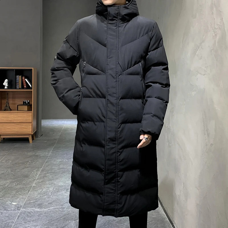 Hooded casual fashion long thick jacket Parkas jacket mens winter windproof jacket mens clothing long jacket 240909