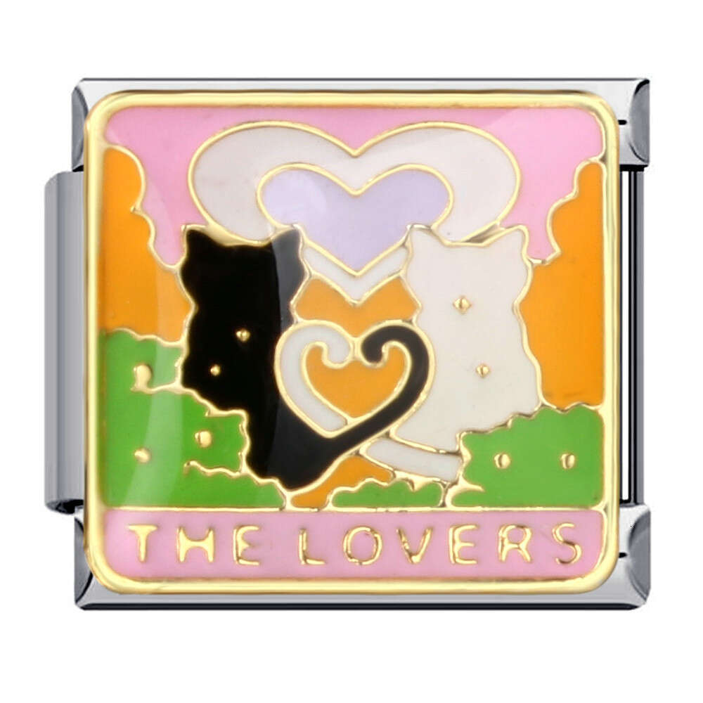 Hot Sell Cute Pet Series Titanium Welding Enamel Cartoon DIY Bead Bracelet Italian Charm Links Stainless Steel Fit 9Mm Jewelry Making Gifts