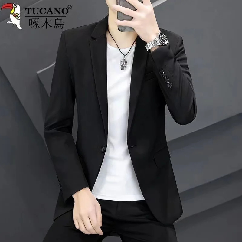 Blazers lisos ajustados para hombre conjuntos de 3 piezas chaquetas elegantes boda pantalones formales negocios 240905