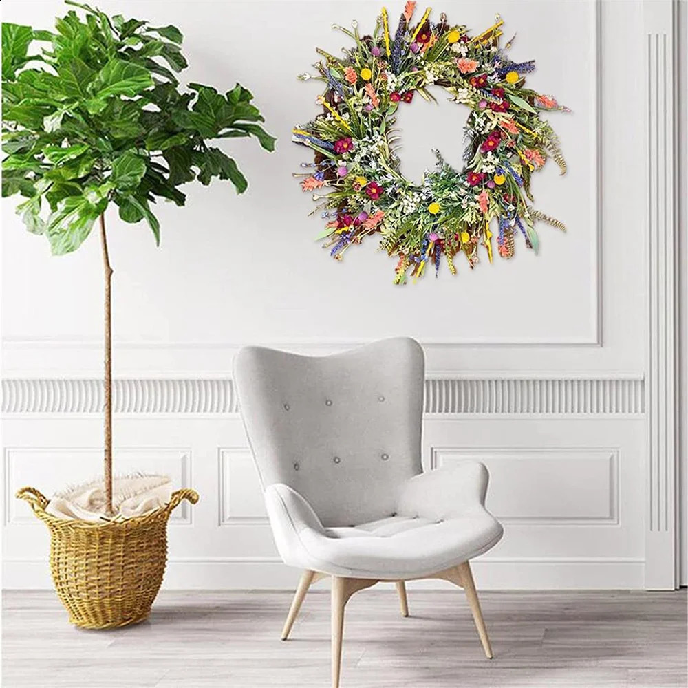 Colorful artificial flower wreath hanging decoration for spring/summer front door loop simulation flower wreath decoration for Windows decoration FU 2