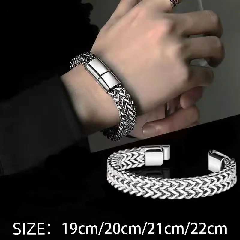(Titanium Steel) Chic and Masculine Double-layer Titanium Steel Bracelet for Streetwear Fashion WholesaleX240913