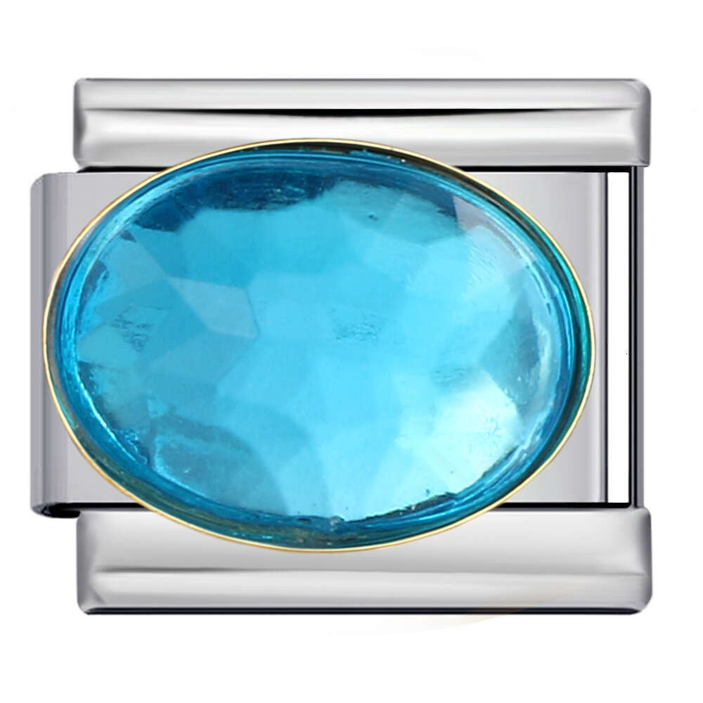 Stainless Steel Welding Elliptical Colored Stone DIY Elastic Bracelet Accessories Italian Charm Links Stainless Steel Fit 9mm Bracelet Jewelry DIY Mak