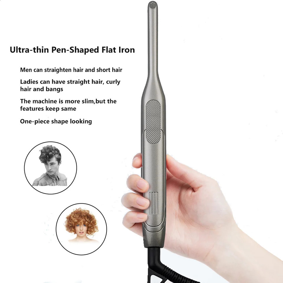Professional 2 In 1 Hair Straightener Curling Iron Mini Pencil Flat Iron for Short Hair Beard Straightener Ceramic Hair Curler 240911