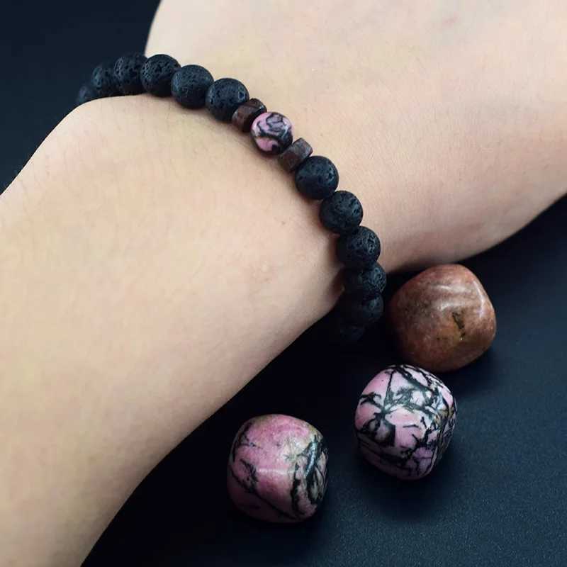 Authentic diamond bead bracelet for men and women natural energy volcanic stone bead elastic wrist bracelet yoga therapy gemstone jewelry W240913