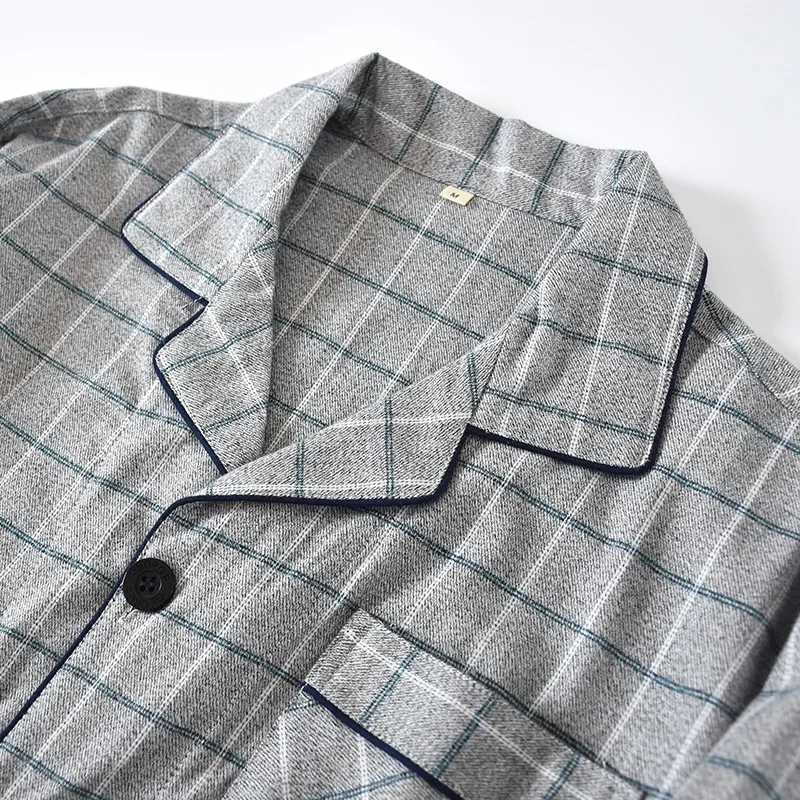 New spring and autumn mens plaid pajamas cotton flannel home service large size long-sleeved trousers soft suit sleep wear men Y240913