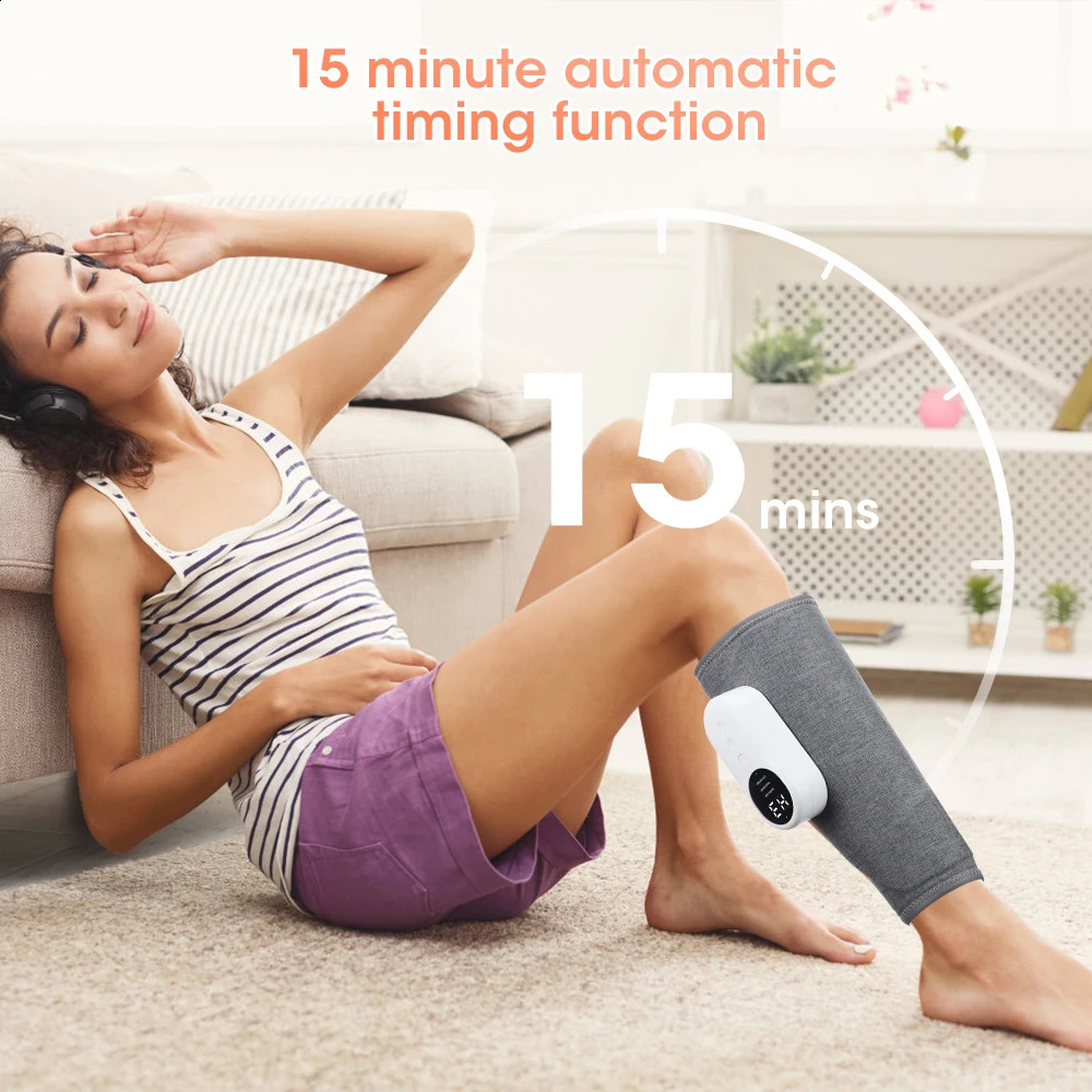 Cordless Electric Calf Muscle Massager Foot Leg Heated Machine 3 Mode Air Compression Massage Relaxation 240906