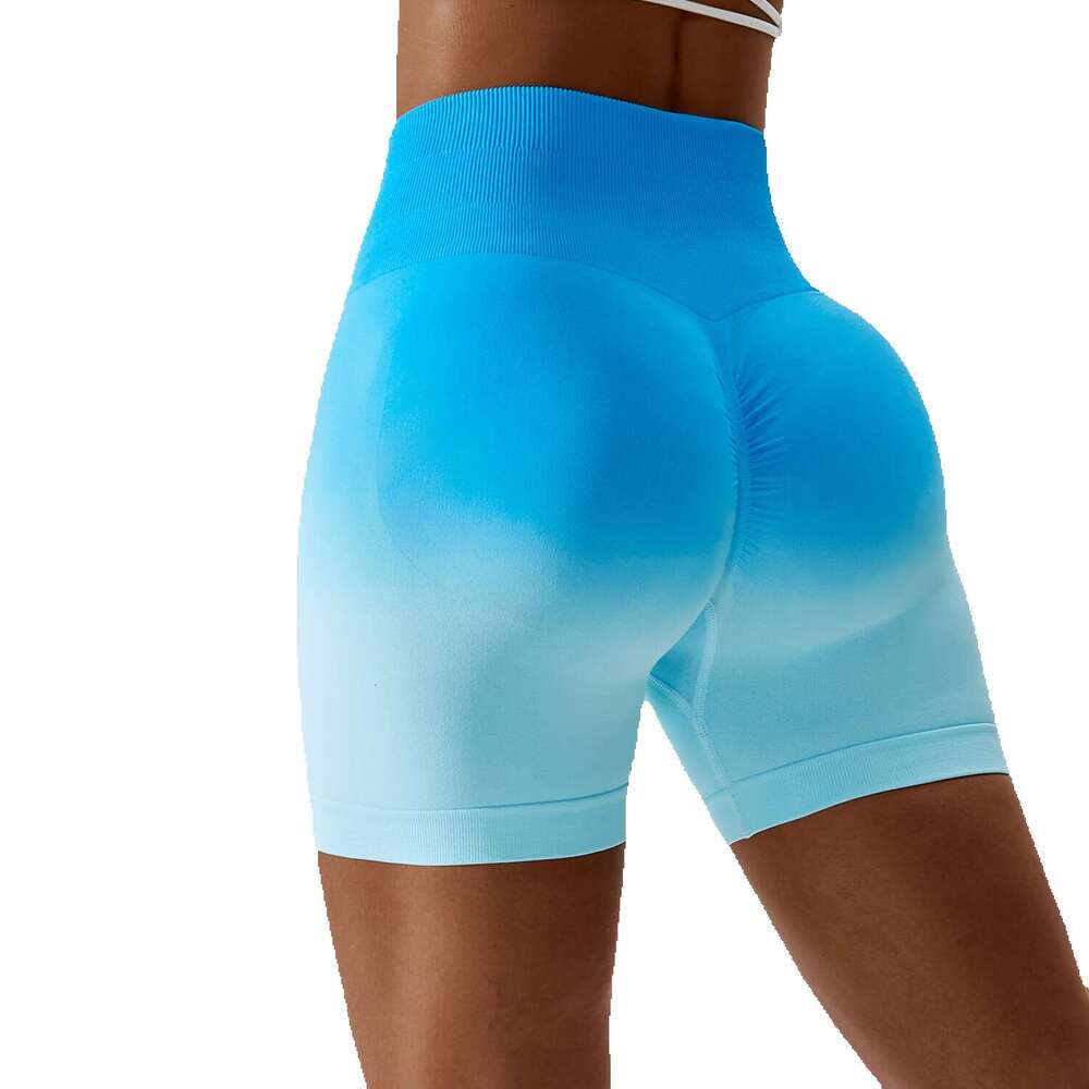 Gradient Seamless Yoga Breathable and Tight Fitting Sports Shorts Womens High Waisted Elastic Hip Lifting Fitness Pants 6406 Workout Clothe Woman Luxu