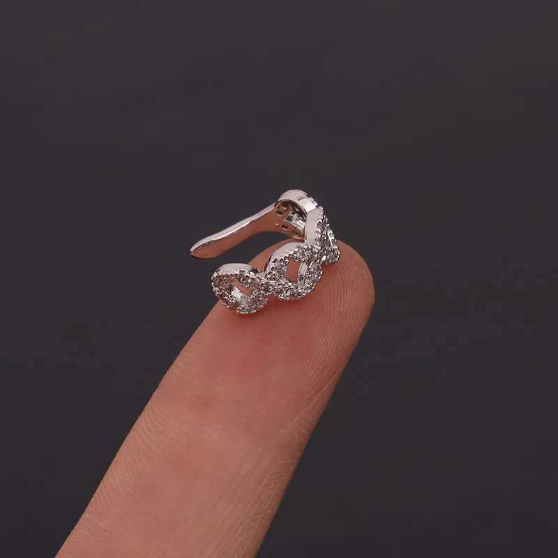 1PC Fake Piercing Ear Clip Stainless Steel Leaf Earrings Geometry Zircon Cuffs Ring For Women 2023 Trending Fake PIERC JewelryX240913