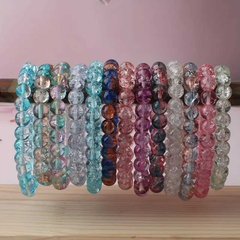 5-piece set 6-piece set 10 piece set random color set natural crystal bead bracelet mens and womens elastic bracelet W240913