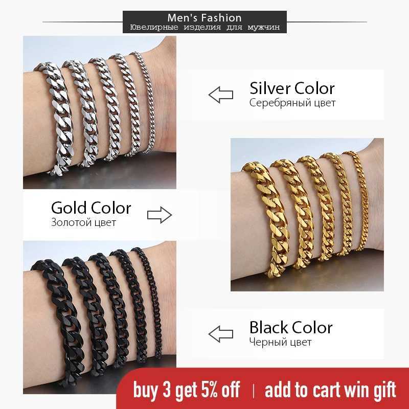 Bracelet for Men Women Curb Cuban Link Chain Stainless Steel Mens Womens Bracelets Chains Davieslee Jewelry for Men DLKBM05X240913