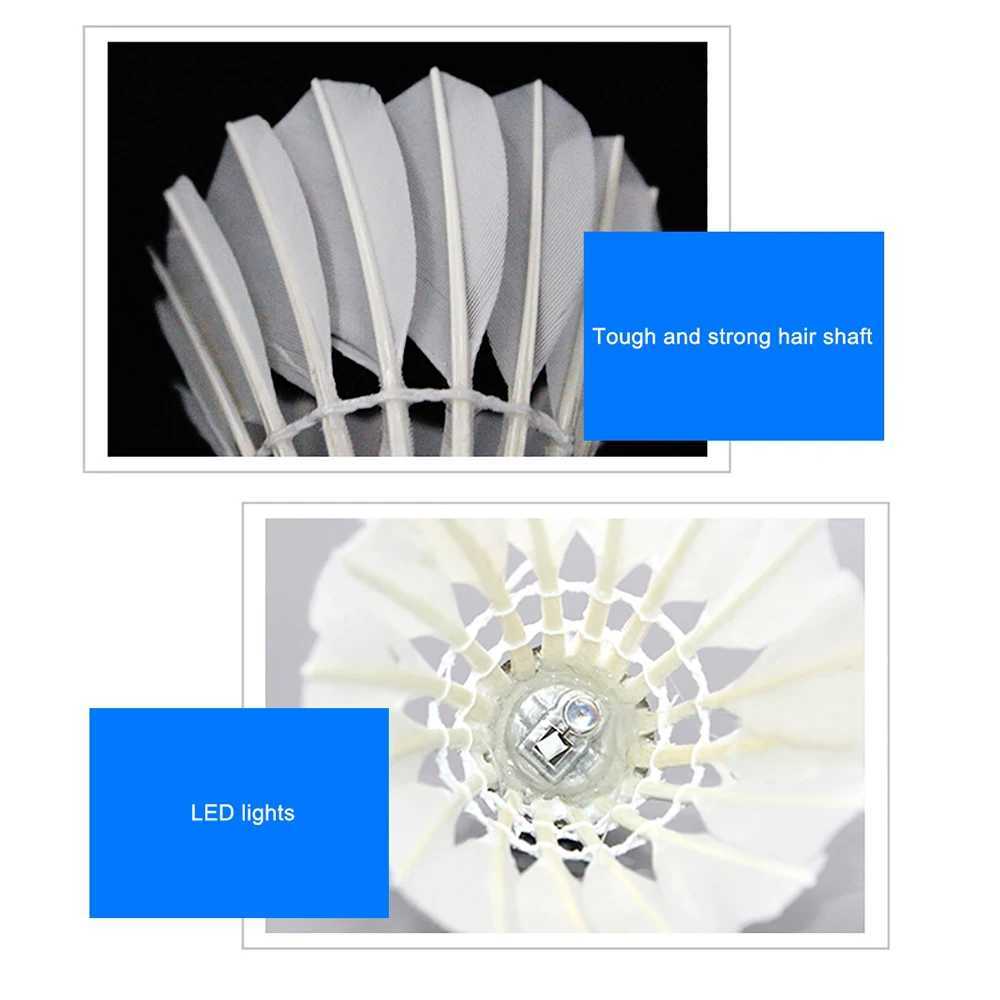 4/8Pcs Lighting Badminton Head LED Luminous Colorful Goose Feather Shuttlecock Outdoor Sports Entertainment Night Training Ball Y240912