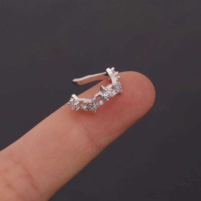 1PC Fake Piercing Ear Clip Stainless Steel Leaf Earrings Geometry Zircon Cuffs Ring For Women 2023 Trending Fake PIERC JewelryX240913