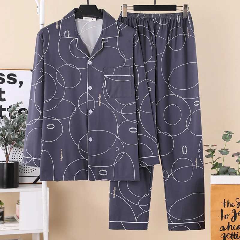 Spring And Autumn Mens Pajamas Set Boys Long-Sleeved Pajamas Summer Boys Homewear Mens Plus Size Homewear Set Y240913