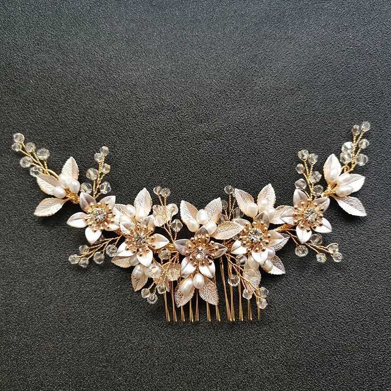SLBRIDAL Handmade Crystal Rhinestone Freshwater Pearls Flower Bridal Hair Comb Wedding Hair Accessory Bridesmaids Women JewelryX240913