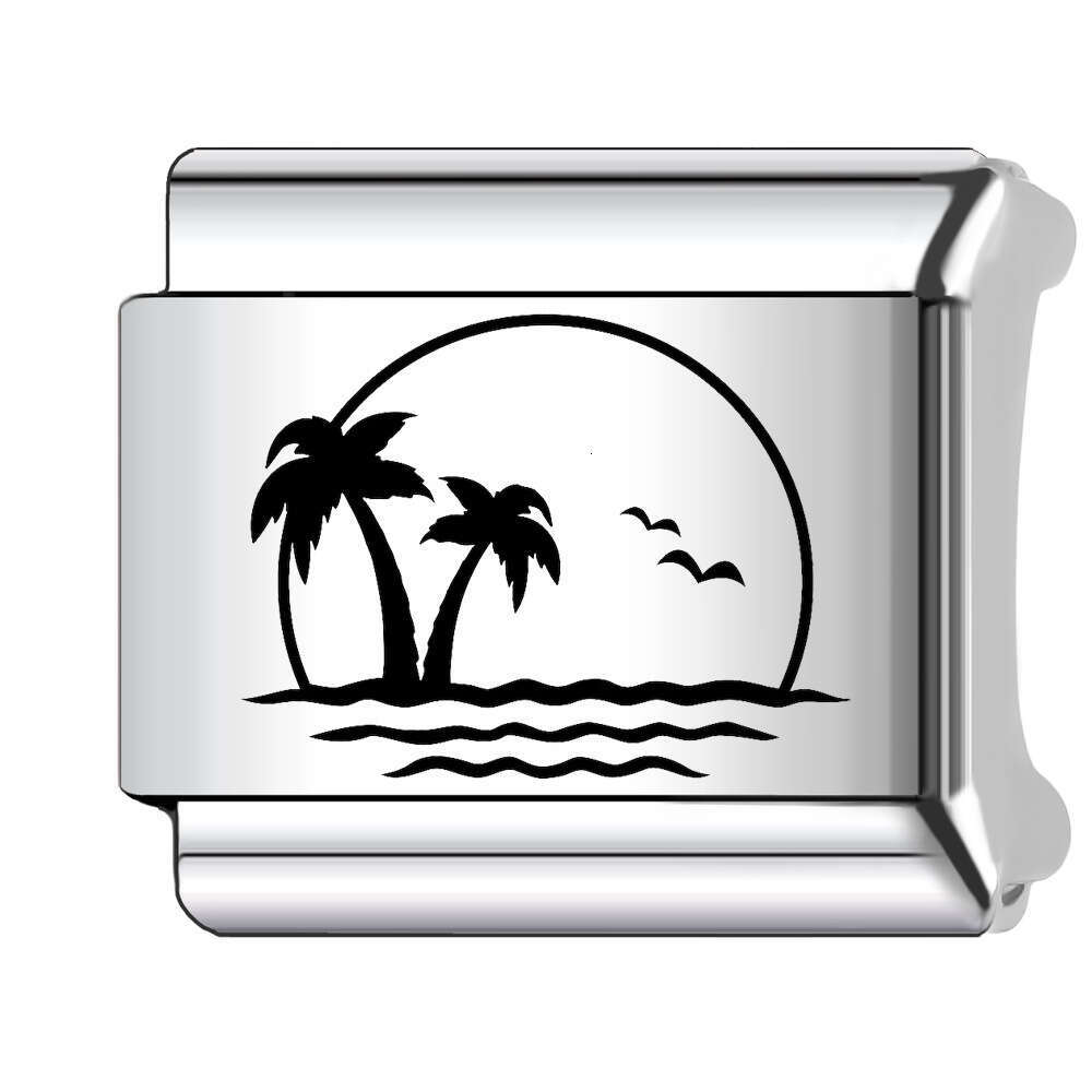 New Women's Gift summer Bead Italian Charms Links Bangle Beads Fit 9mm Stainless Steel Bracelet Making DIY For Women Fashion Jewelry