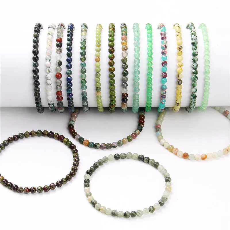 4mm Chakra Bead Energy Bracelet Natural Round Agate Elastic Bracelet Mens Handmade Yoga Jewelry W240913