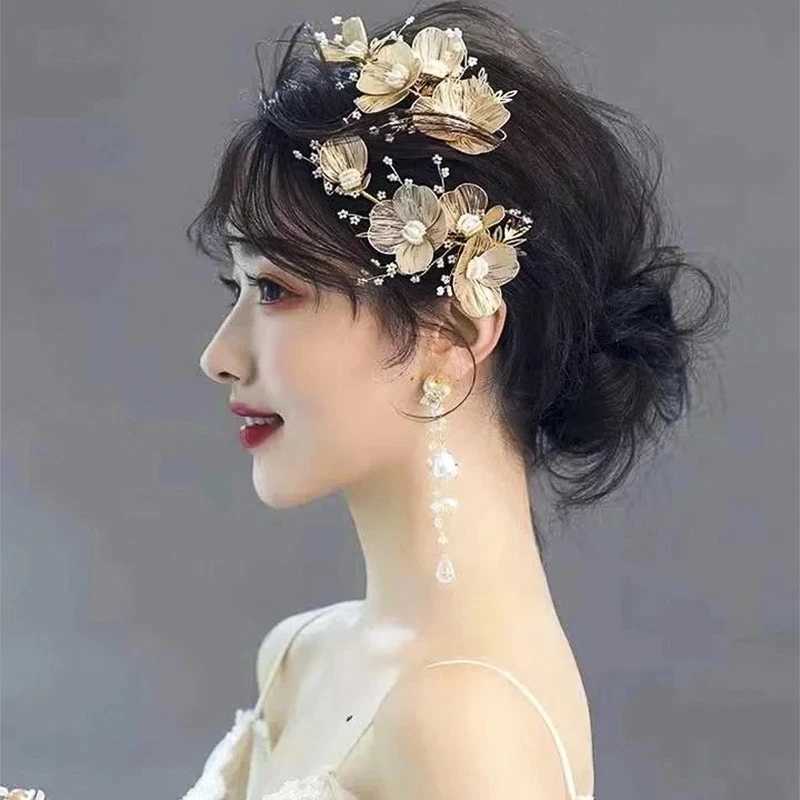 Bridal Wedding Headbands Flower Pearl Hairpin Wedding Hair Accessories for Women Hair Jewelry Bride Headpiece Bridesmaid GiftX240913