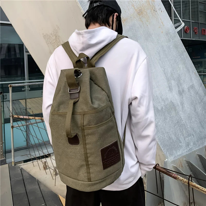 Sports type large capacity travel backpack mens canvas shoulder bag 240911