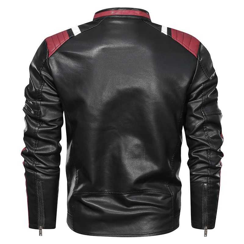 Male Leather Jacket Men Motorcycle Contact Color Faux Leather Coats Autumn And Winter Outwearing Biker Pu jackets Plus Size 6XLX240913