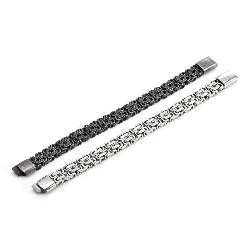 316L Stainless Steel Simple Hip Hop Thick Byzantine Bicycle Chain Bracelet for Men Women Kpop Gift JewelryX240913