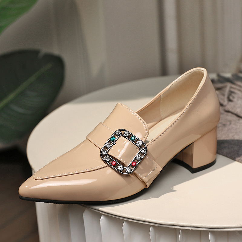 2025 new Green Elegant Women's Heels Loafer Female Pointed Dress Pumps Nude Black Short Heeled Oxford Shoes Ladies Large Size Brand 0cca