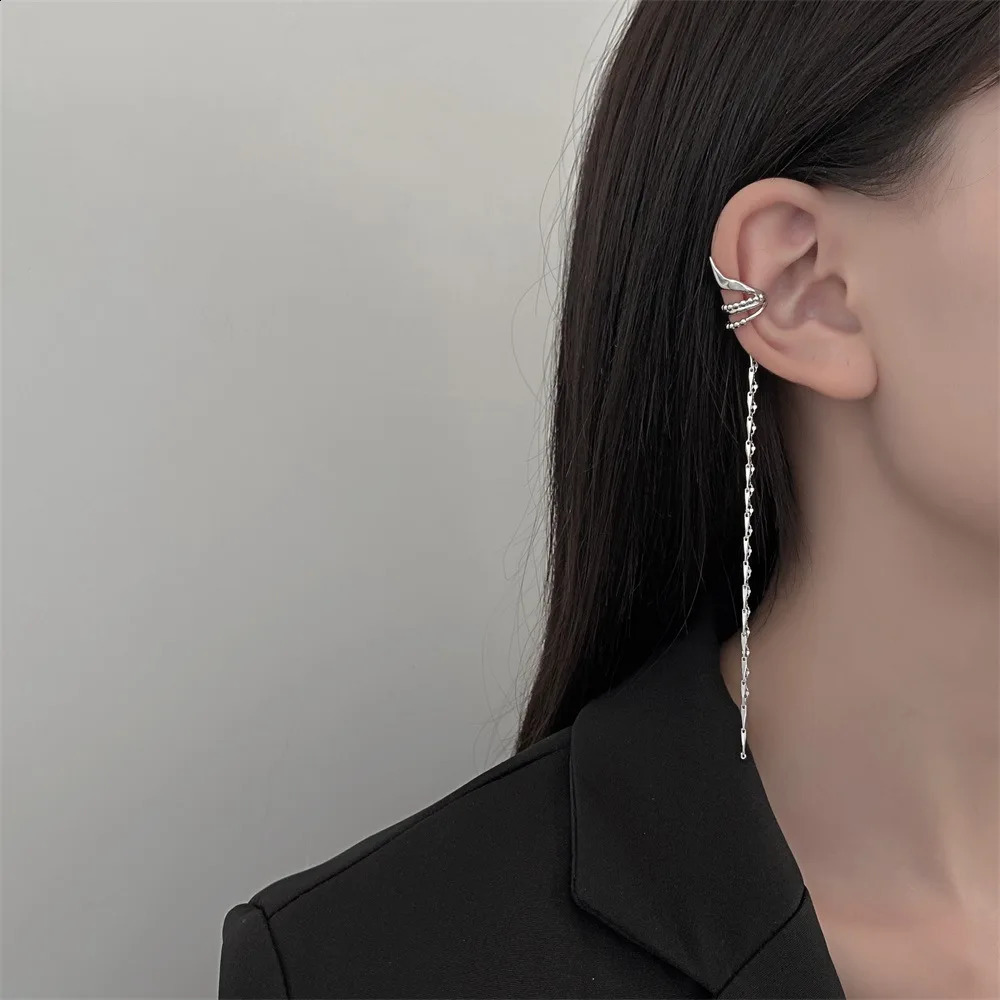1 PC Long Tassel Gold Color Ear Cuffs Non Perforated Elf Clip Earrings Cartilage For Women Selling Jewelry 240906