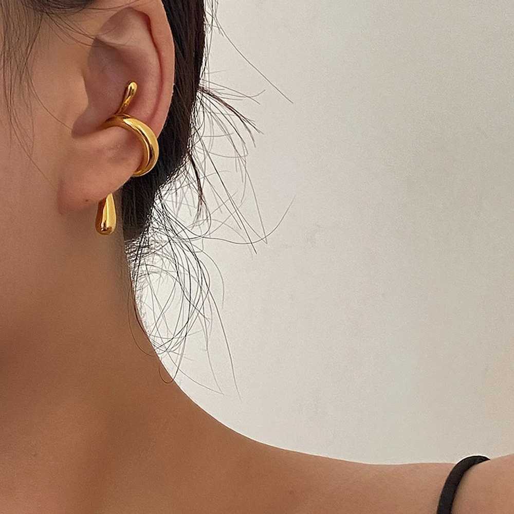 Ear Cuffs Gold Color Women Clip on Earrings Hoop Boho 2024 Trend New Fashion Simple Vintage Luxury Designer Y2k Accessories GothX240913